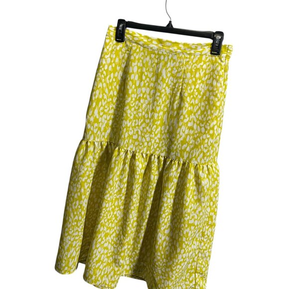 Who What Wear Tiered Yellow White Leopard Print Skirt Small - Picture 2 of 3